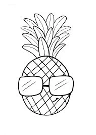 Ananas boyama sayfası – sevimli karakter, sanatsal çalışma