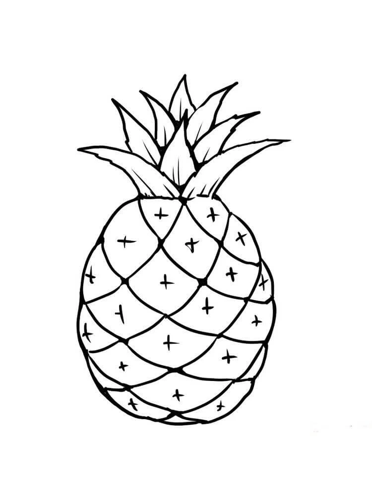 Ananas boyama sayfası – çizgi film temalı, basit çizim
