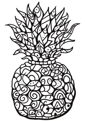 Ananas boyama sayfası – el becerilerini geliştirir, boyama çalışması