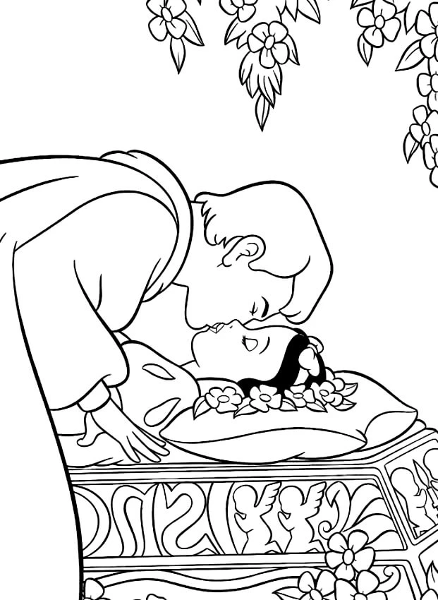 Pamuk Prenses boyama sayfası #16 – eğlenceli etkinlik, el becerilerini geliştirir