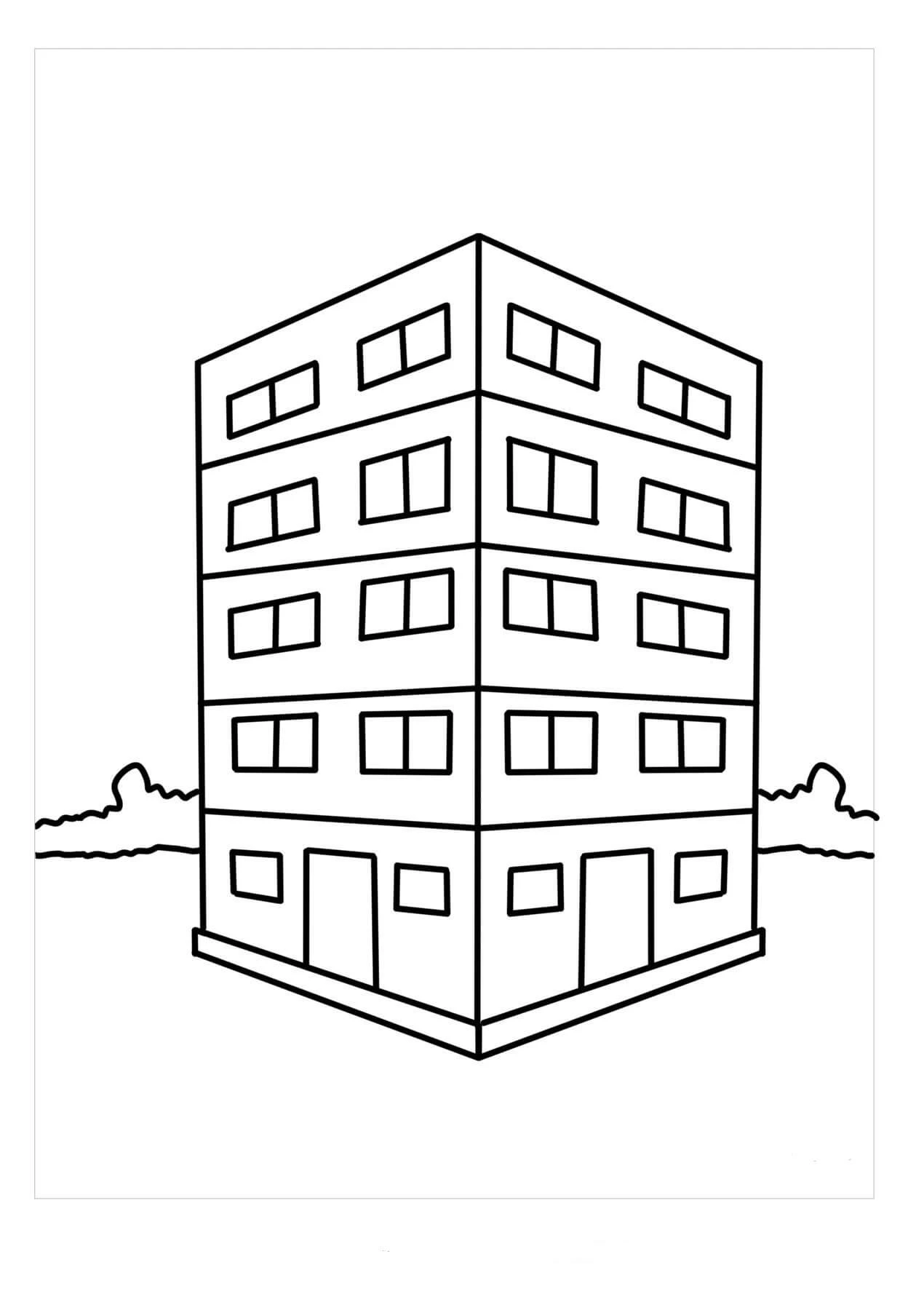 Apartman boyama sayfası – boyama çalışması, yaratıcılığı geliştirir