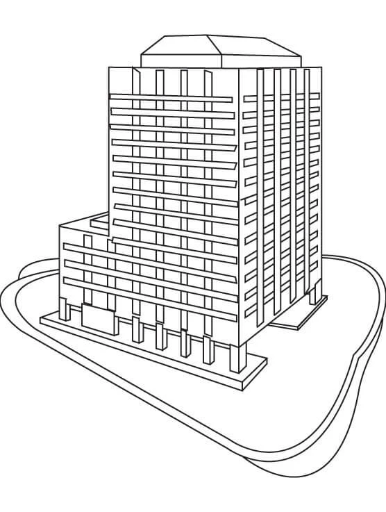 Apartman boyama sayfası – renkli çizimler, okul öncesi