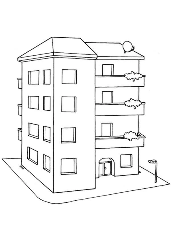 Apartman boyama sayfası – kolay boyama, eğitici aktivite