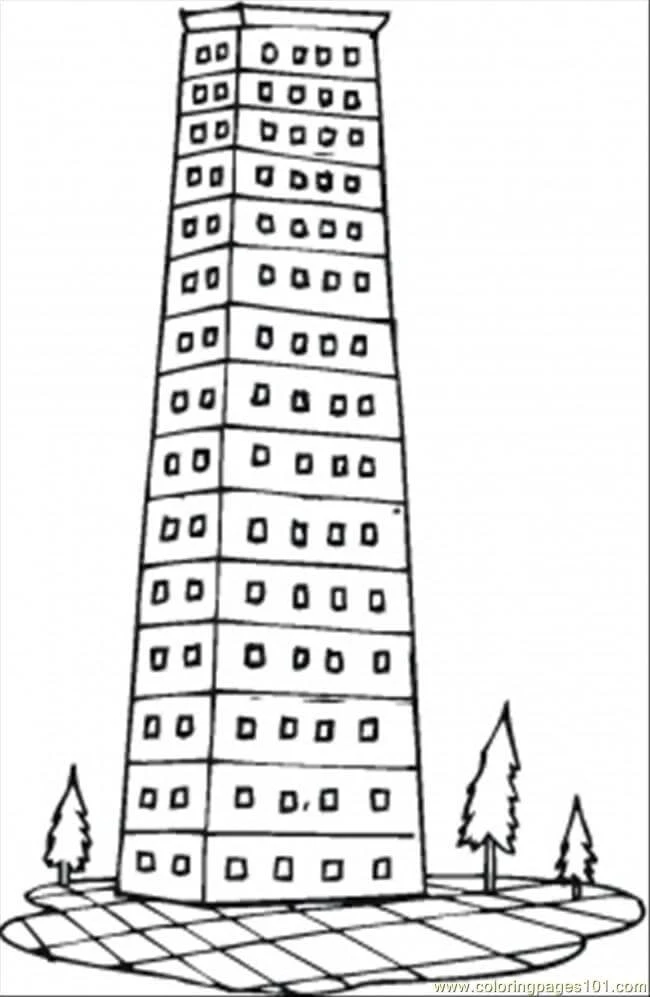 Apartman boyama sayfası – eğlenceli etkinlik, el becerilerini geliştirir