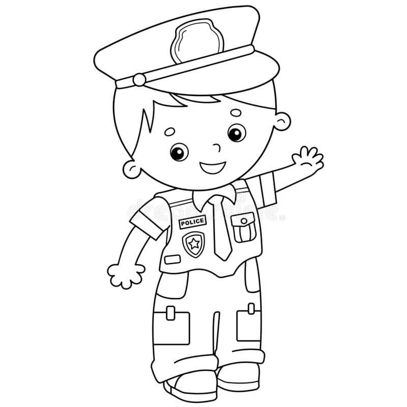 Polis boyama sayfası – PDF indir, sevimli karakter