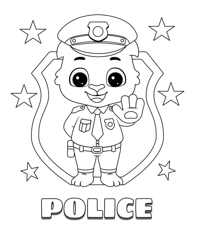 Polis boyama sayfası – boyama etkinliği, çocuk aktivitesi
