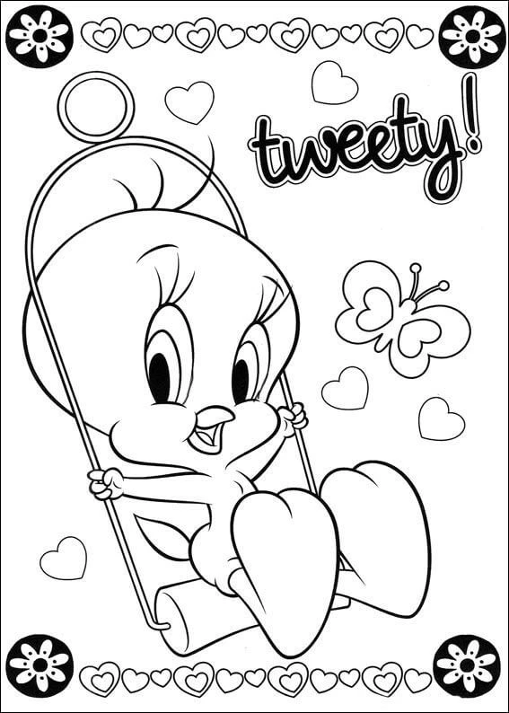 Tweety Kuş boyama sayfası – kolay boyama, eğitici aktivite