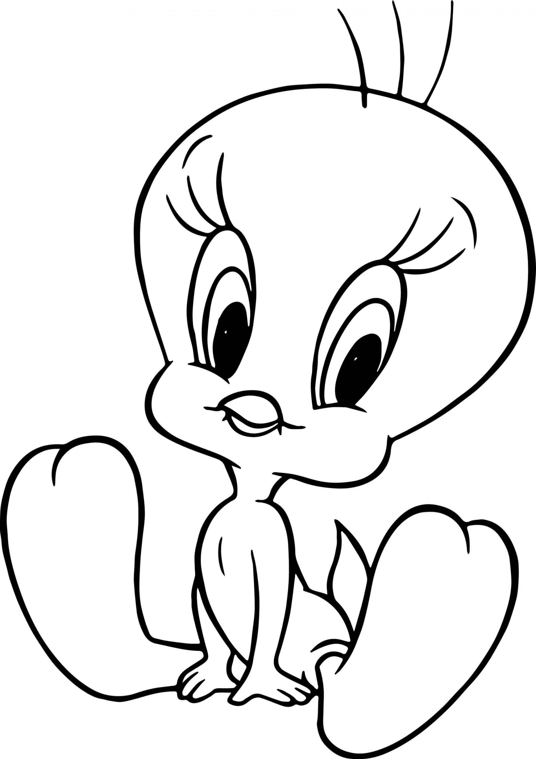 Tweety Kuş boyama sayfası – sevimli karakter, sanatsal çalışma