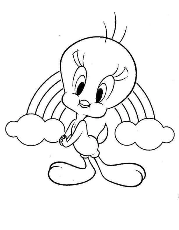 Tweety Kuş boyama sayfası – keyifli zaman, renkli çizimler