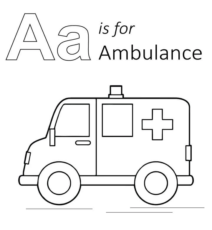 Ambulans boyama sayfası – eğlenceli etkinlik, el becerilerini geliştirir