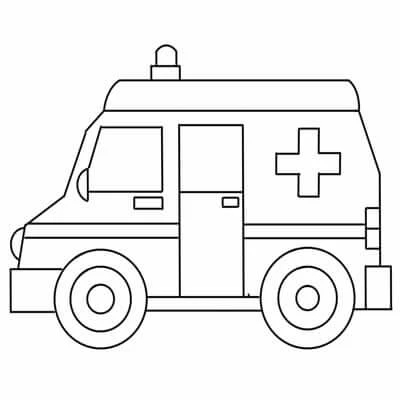 Ambulans boyama sayfası – yaratıcılığı geliştirir, keyifli zaman