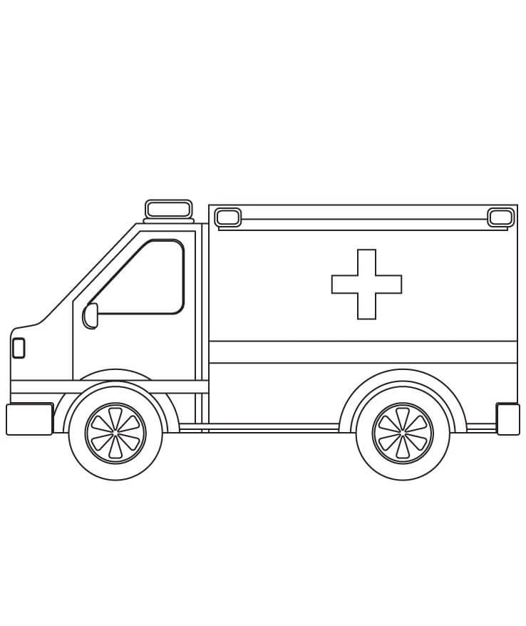 Ambulans boyama sayfası – okul öncesi, evde etkinlik