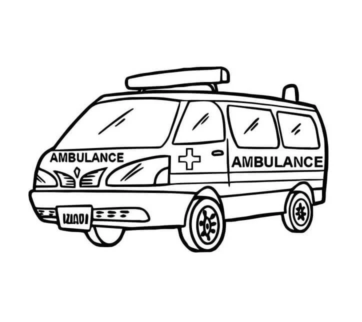 Ambulans boyama sayfası – sevimli karakter, sanatsal çalışma