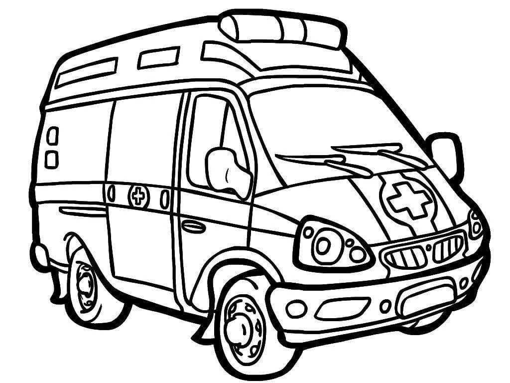 Ambulans boyama sayfası – eğitici aktivite, yaratıcılık