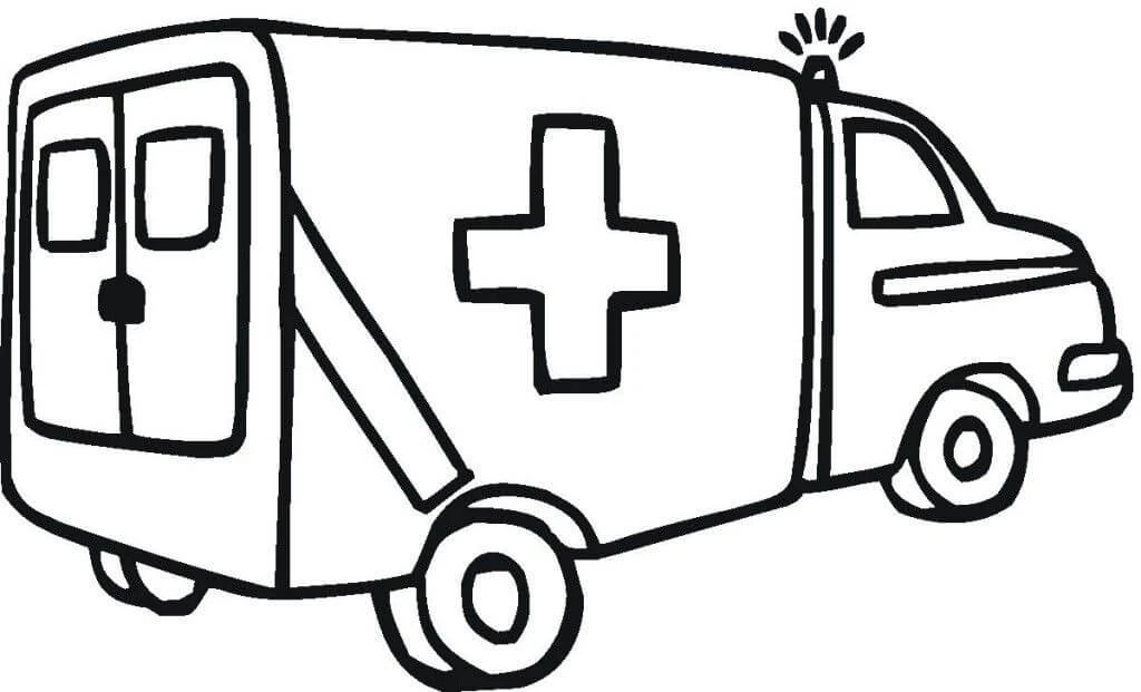 Ambulans boyama sayfası – evde etkinlik, ücretsiz yazdır