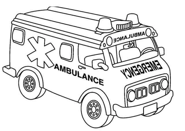 Ambulans boyama sayfası – sanatsal çalışma, çocuklar için