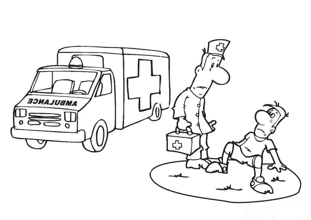 Ambulans boyama sayfası – boyama çalışması, yaratıcılığı geliştirir