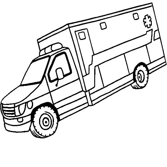 Ambulans boyama sayfası – renkli çizimler, okul öncesi