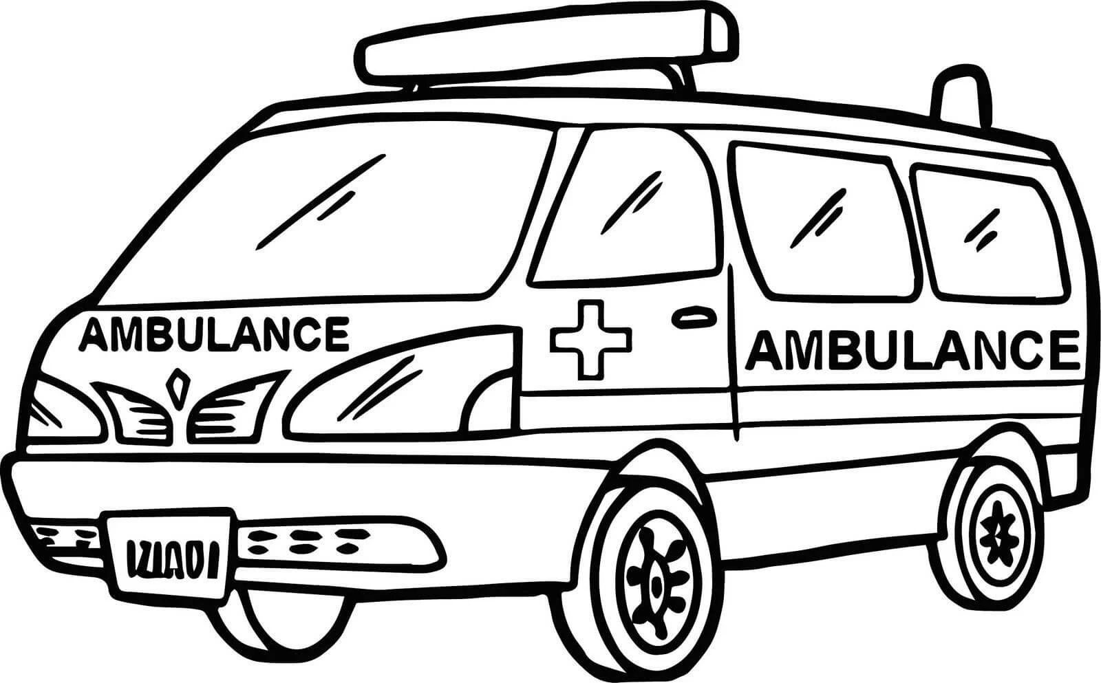 Ambulans boyama sayfası – eğlenceli etkinlik, el becerilerini geliştirir