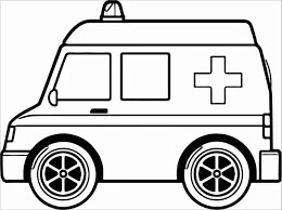 Ambulans boyama sayfası – sevimli karakter, sanatsal çalışma