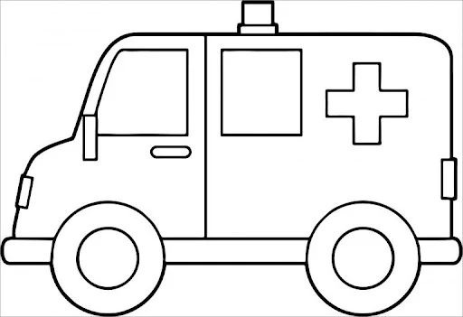 Ambulans boyama sayfası – eğitici aktivite, yaratıcılık
