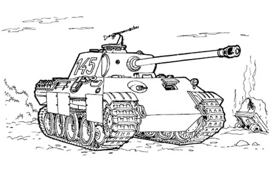 Tank boyama sayfası – çocuk aktivitesi, PDF indir