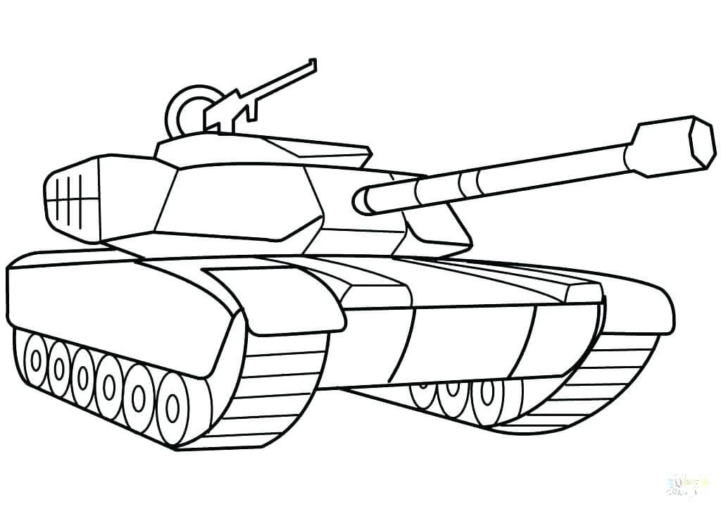 Tank boyama sayfası – çocuklar için, çizgi film temalı