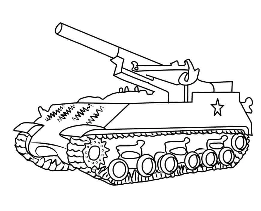 Tank boyama sayfası – çizgi film temalı, basit çizim