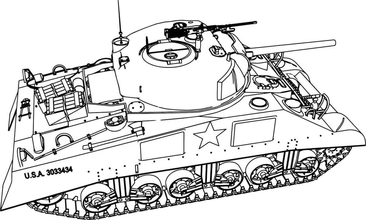 Tank boyama sayfası – basit çizim, kolay boyama