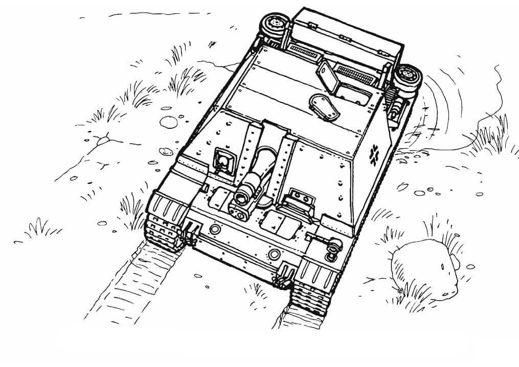 Tank boyama sayfası – renkli çizimler, okul öncesi