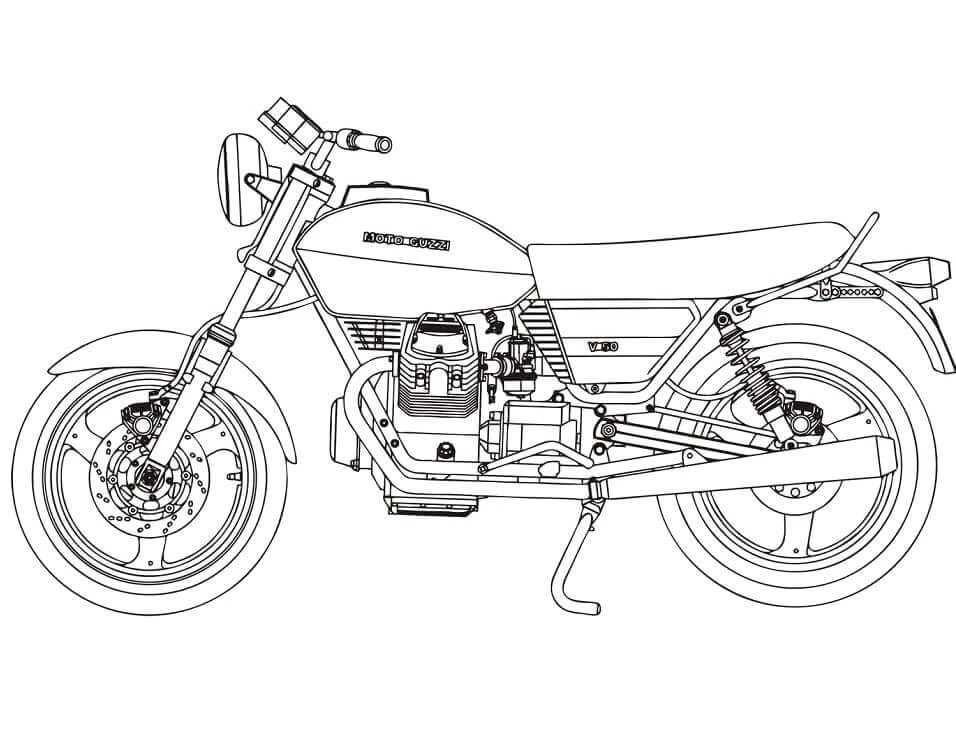 Motosiklet boyama sayfası #17 – motor becerileri destekler, mürekkep tasarrufu sağlar