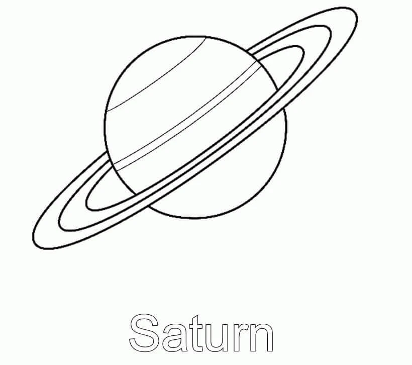 Satürn boyama sayfası – basit çizim, kolay boyama