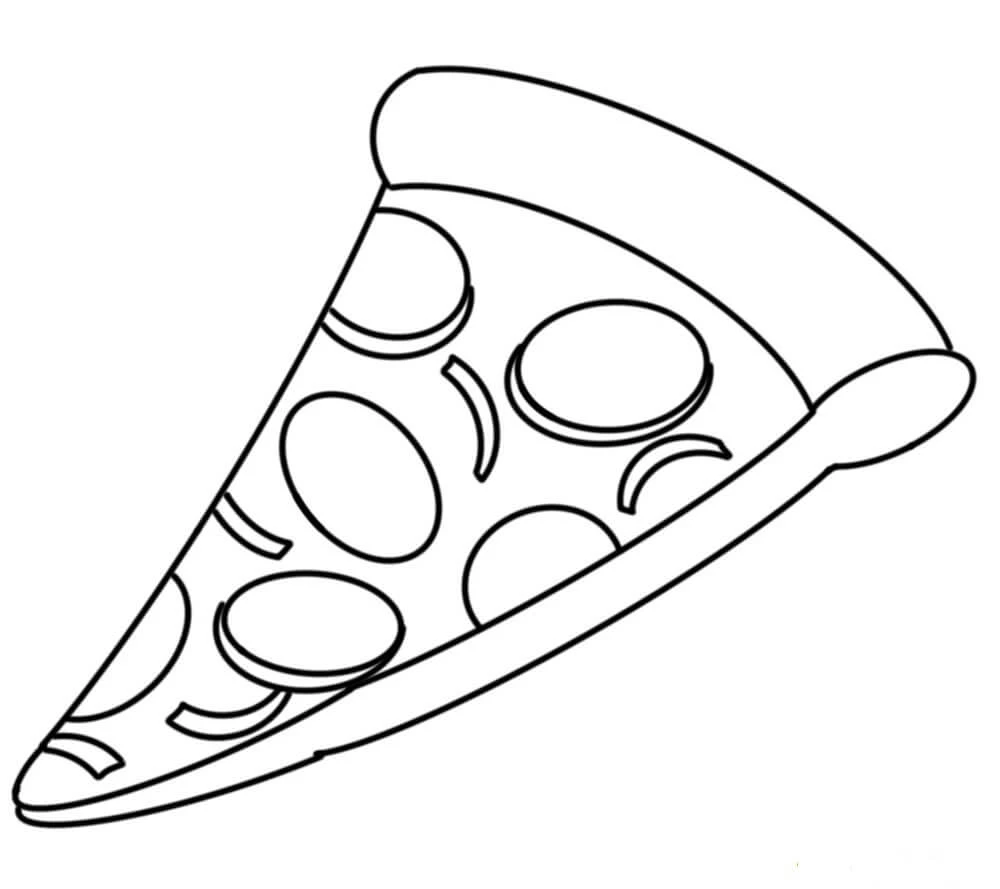 Pizza boyama sayfası – çizgi film temalı, basit çizim