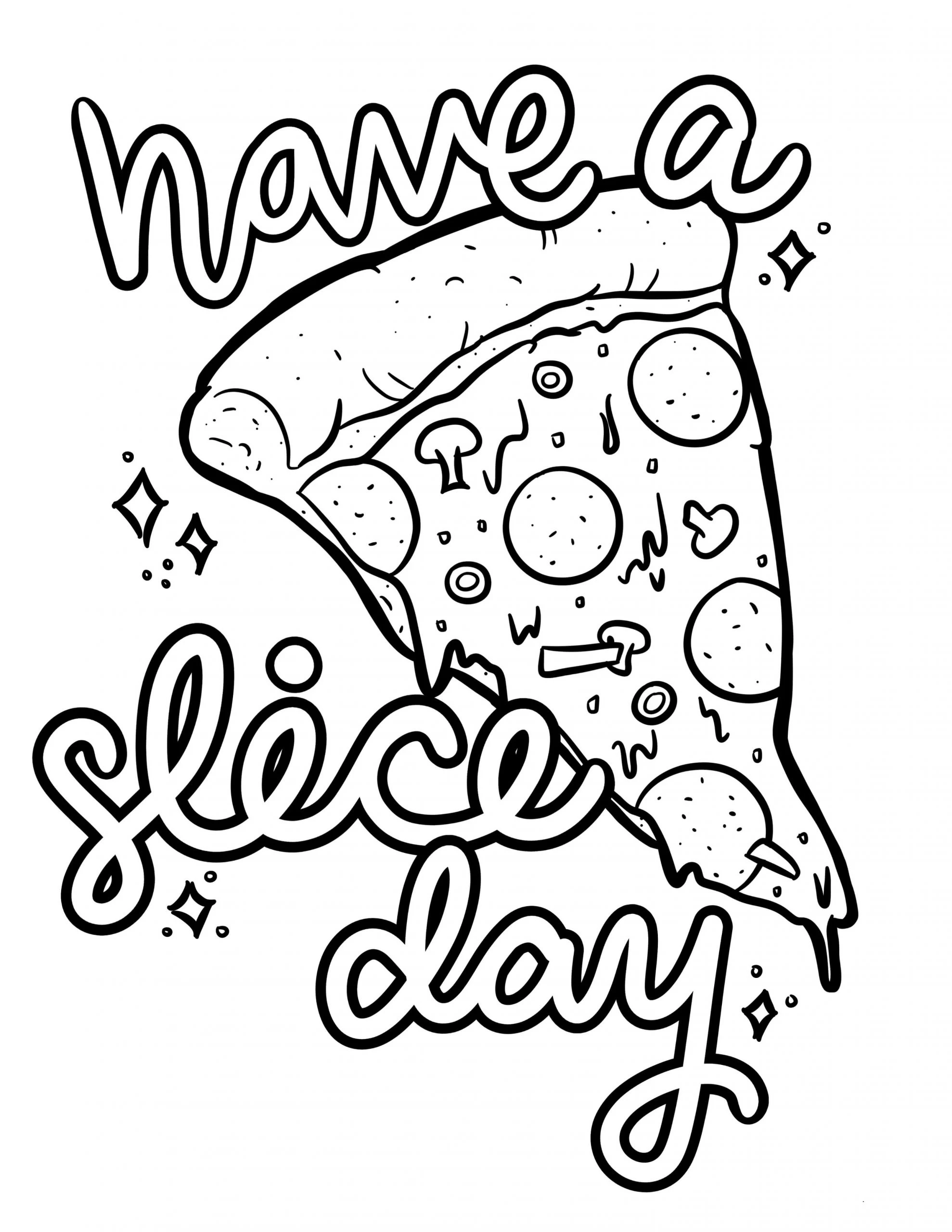 Pizza boyama sayfası – çocuk aktivitesi, PDF indir