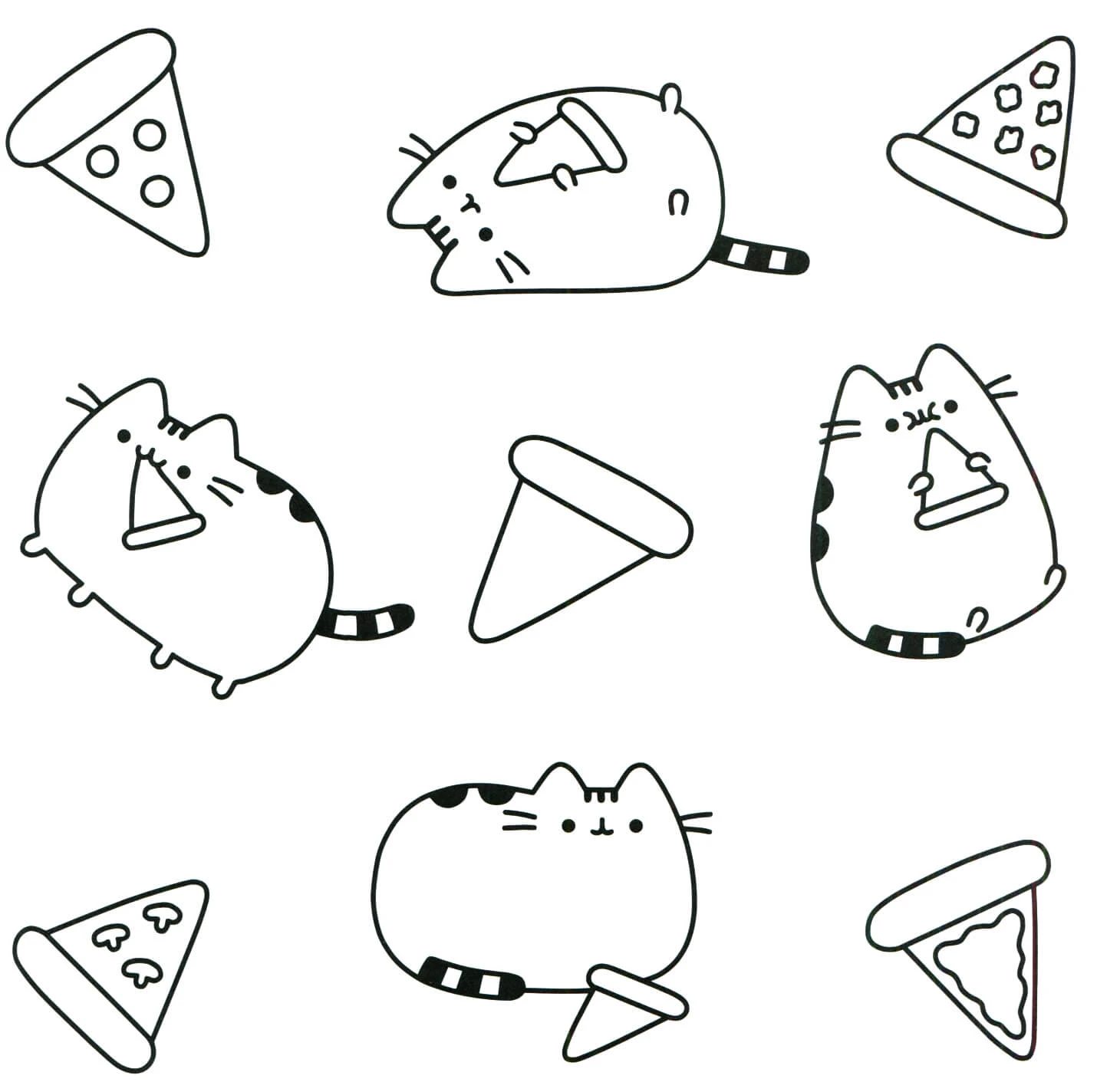 Pizza boyama sayfası – basit çizim, kolay boyama