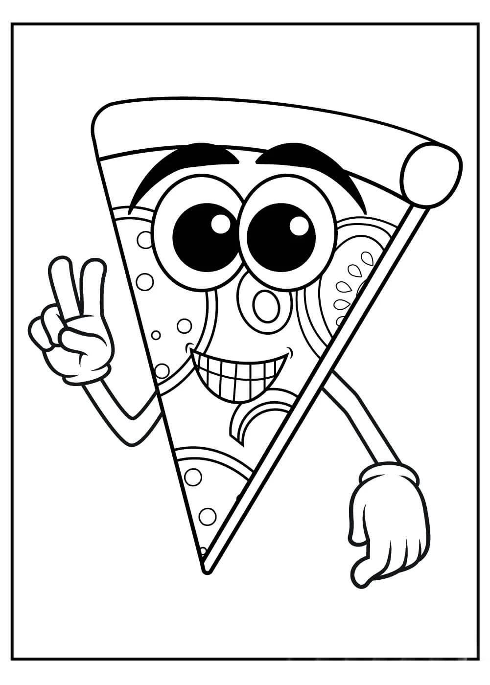 Pizza boyama sayfası – boyama çalışması, yaratıcılığı geliştirir