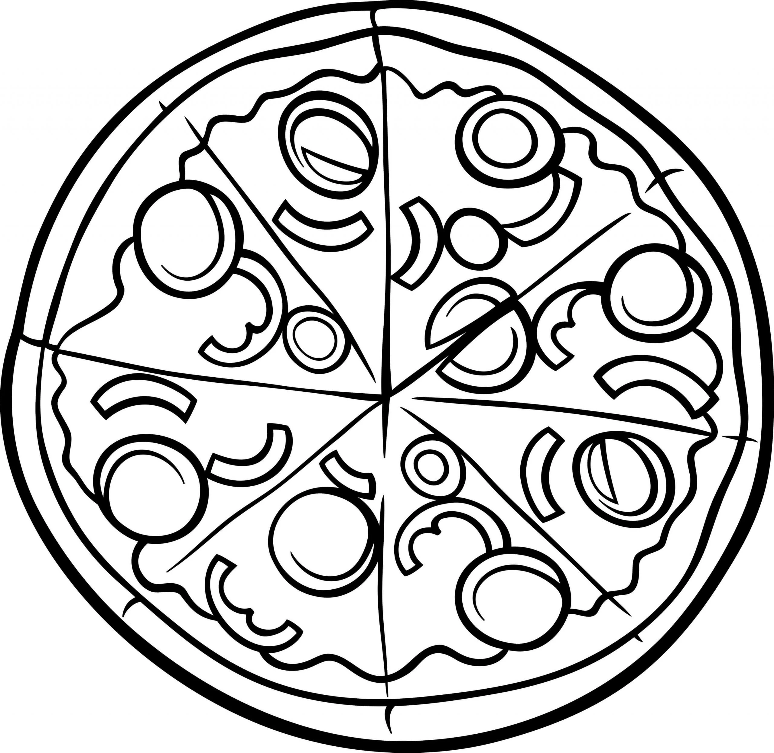 Pizza boyama sayfası – çocuklar için, çizgi film temalı