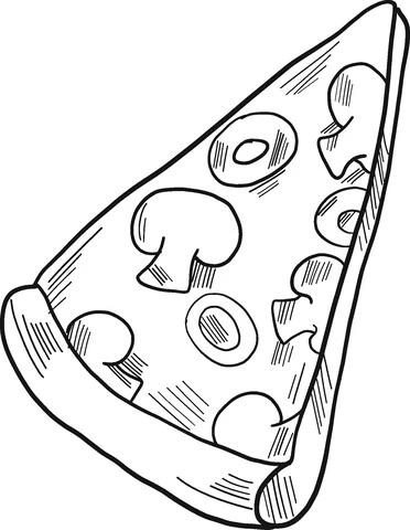 Pizza boyama sayfası – kolay boyama, eğitici aktivite