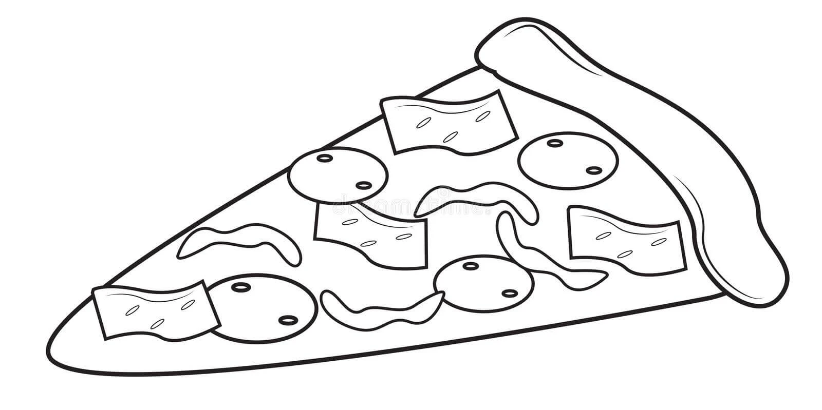 Pizza boyama sayfası – renkli çizimler, okul öncesi
