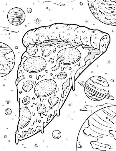 Pizza boyama sayfası – ücretsiz yazdır, boyama etkinliği