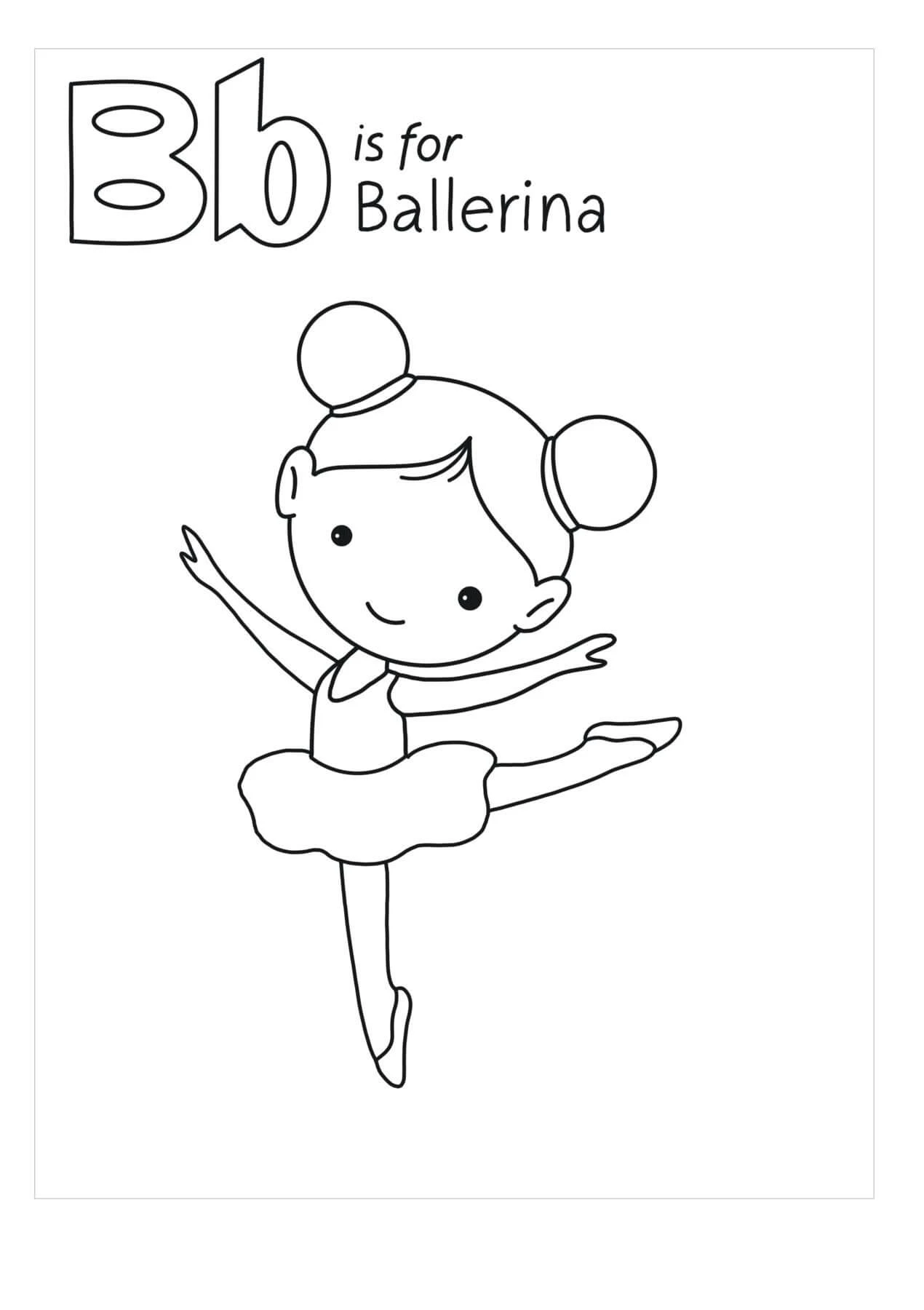 Balerin boyama sayfası – kolay boyama, eğitici aktivite