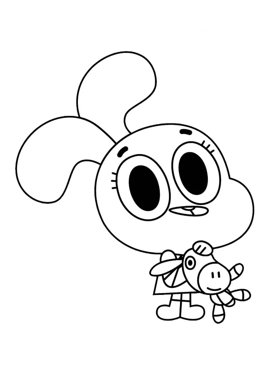 Gumball boyama sayfası – sanatsal çalışma, çocuklar için