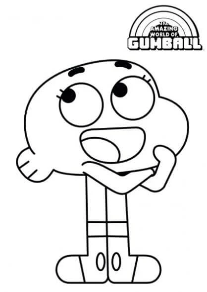 Gumball boyama sayfası – eğlenceli etkinlik, el becerilerini geliştirir