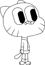 Gumball boyama sayfası – basit çizim, kolay boyama