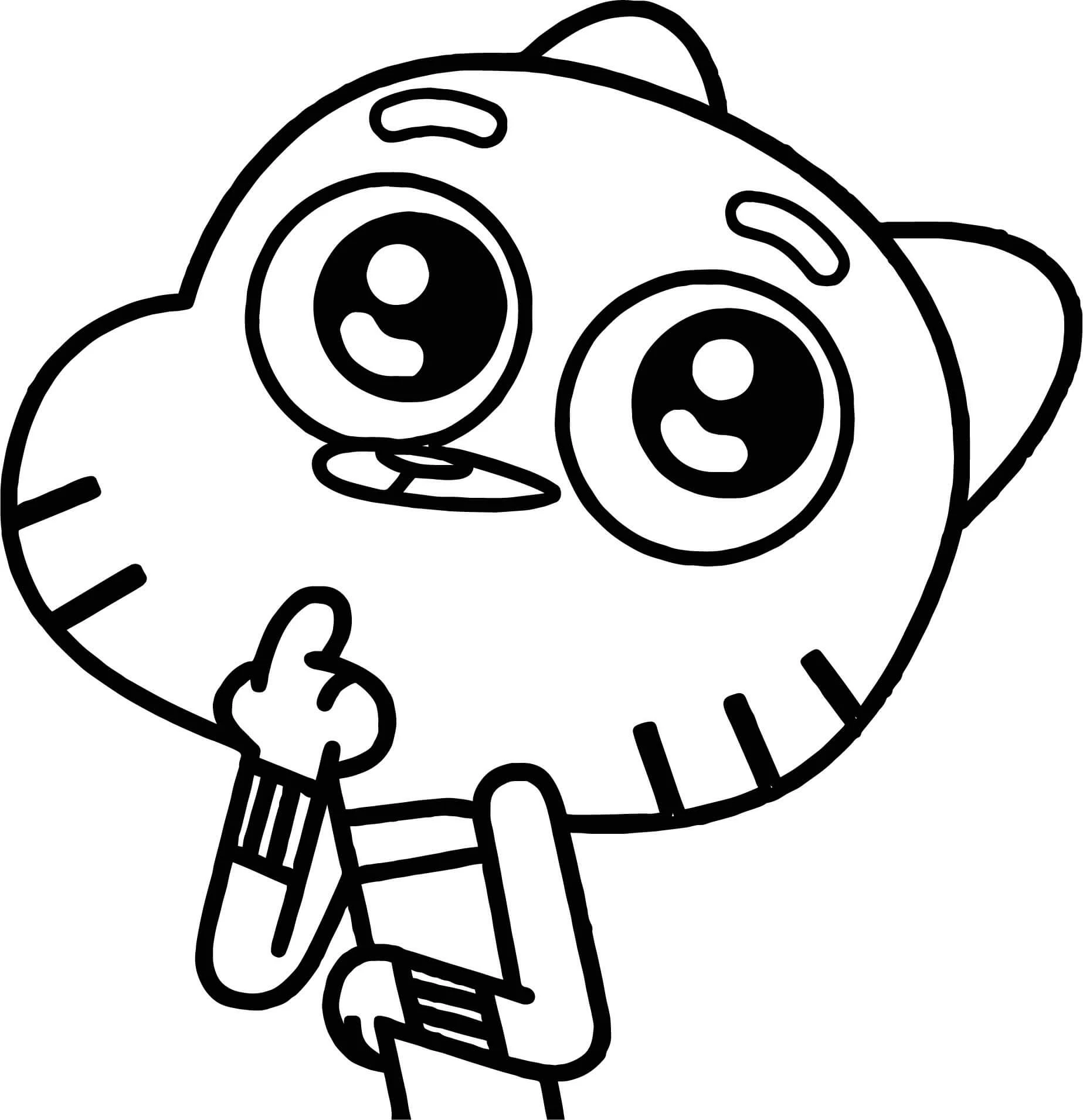 Gumball boyama sayfası – sevimli karakter, sanatsal çalışma