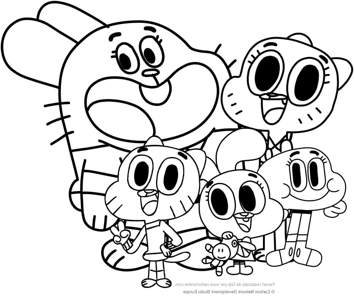 Gumball boyama sayfası – eğitici aktivite, yaratıcılık