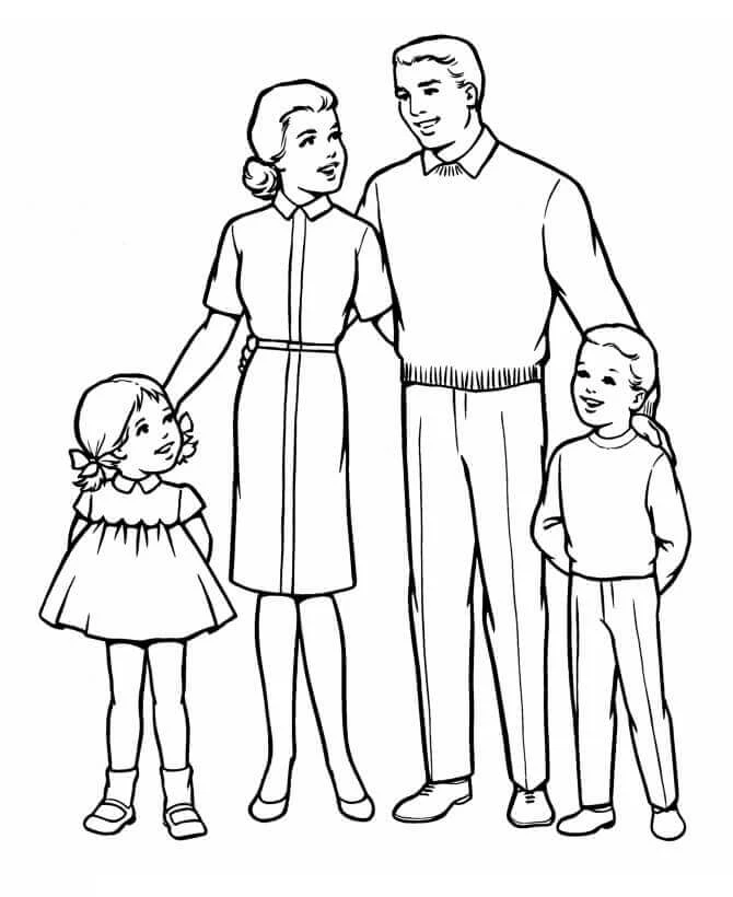Aile boyama sayfası #6 – eğlenceli etkinlik, el becerilerini geliştirir