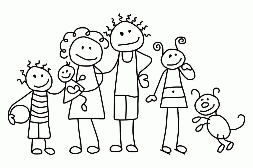 Aile boyama sayfası #12 – eğitici aktivite, yaratıcılık