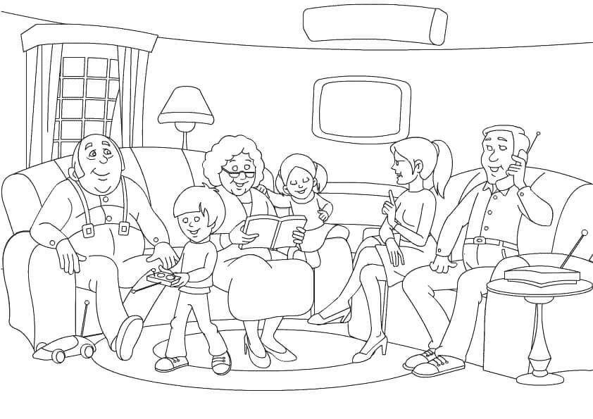 Aile boyama sayfası #17 – sanatsal çalışma, aile ile vakit geçirme