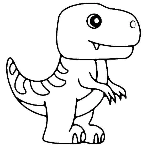 T-rex boyama sayfası – PDF indir, sevimli karakter